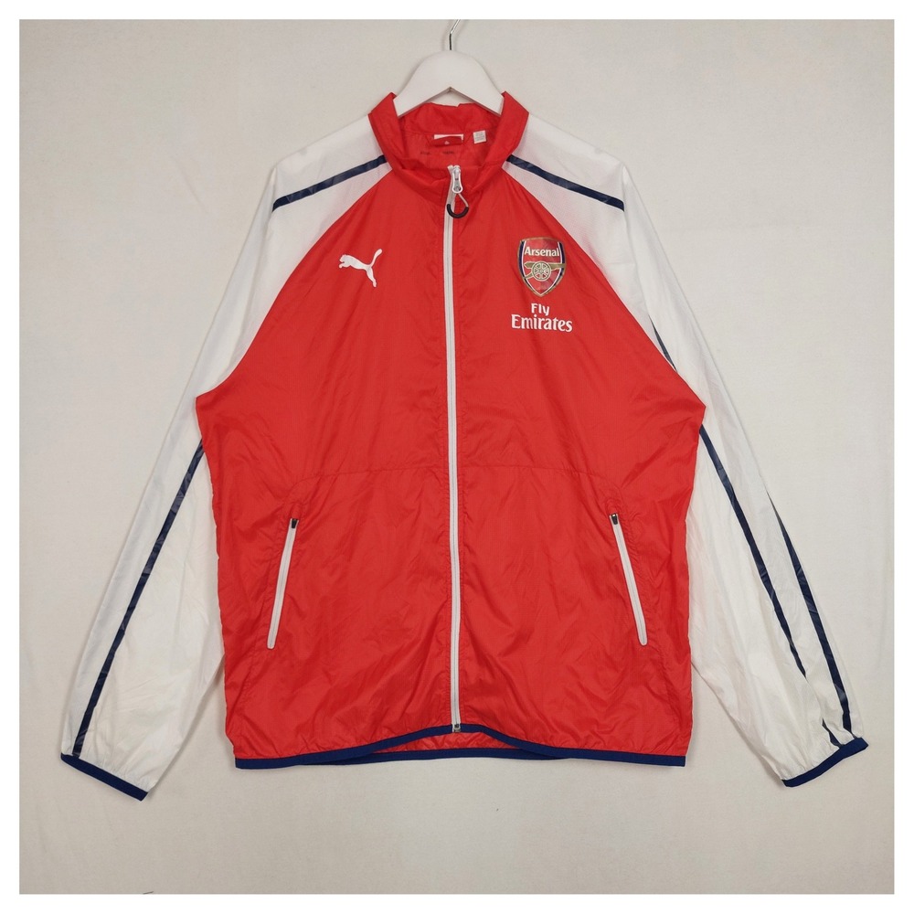 Puma Arsenal FC Red White Full Zip Windbreaker Jacket Mens XL Soccer Training